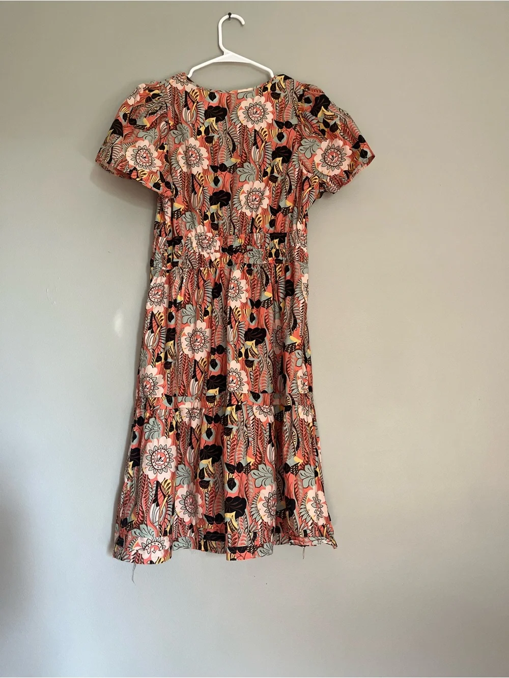 Maeve Floral Tiered Midi Dress - Coral Multicolor